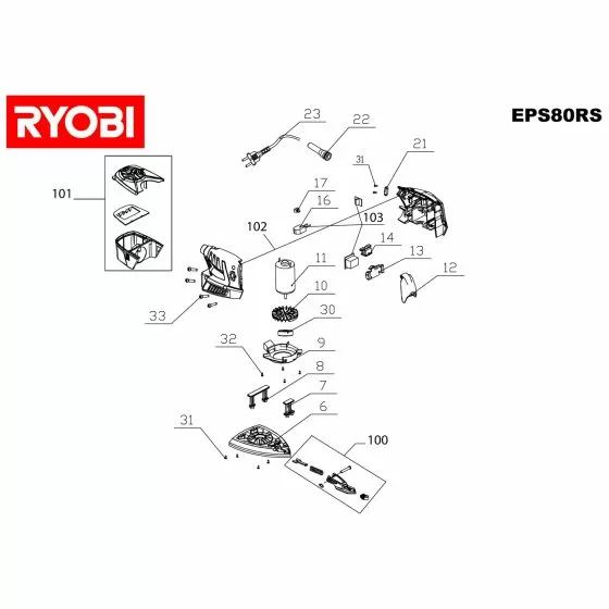 Ryobi EPS80RS Spare Parts List Type: 5133000528